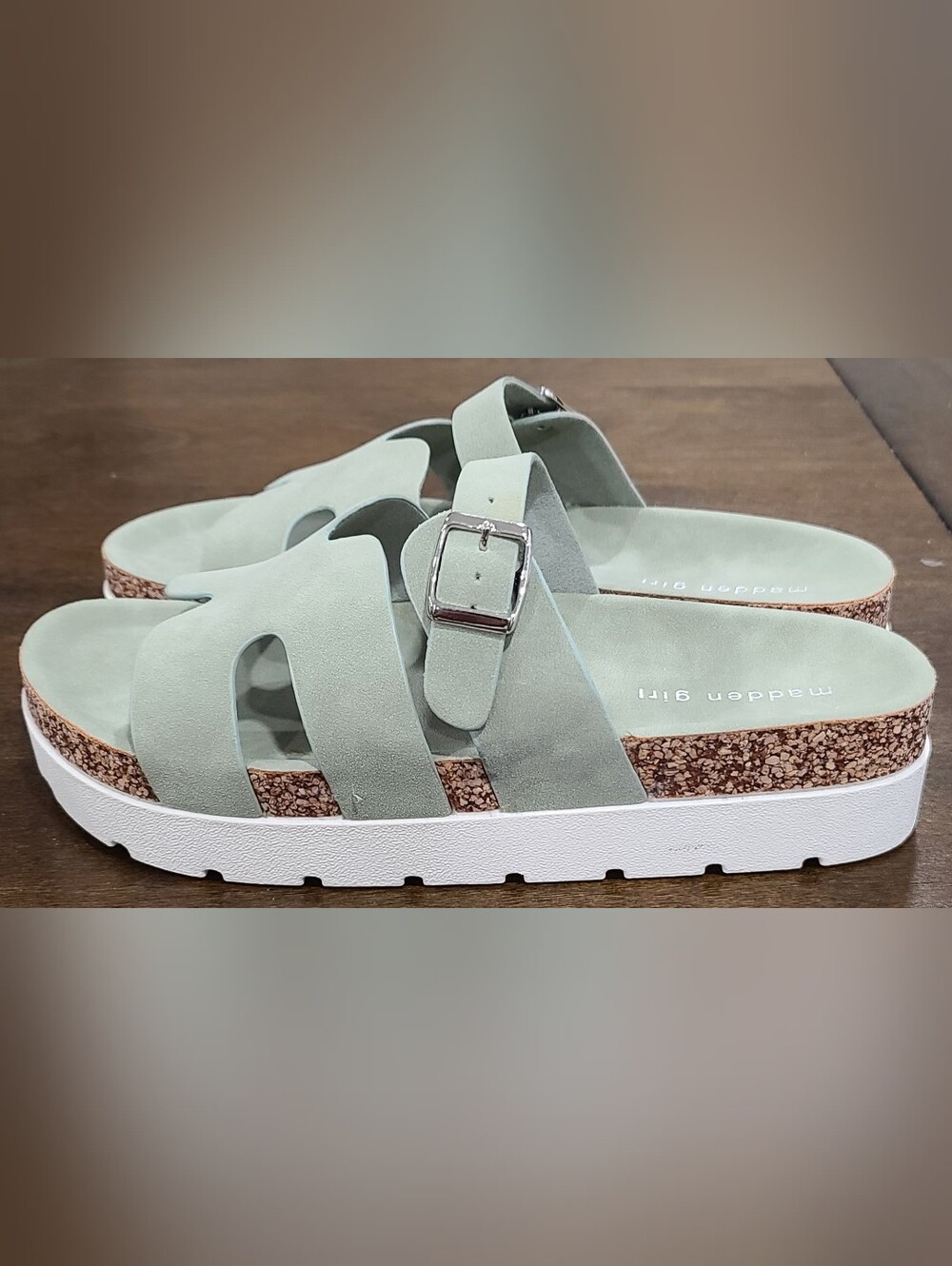 Madden Girl Darlaa Platform Slide Sandals Sage Green